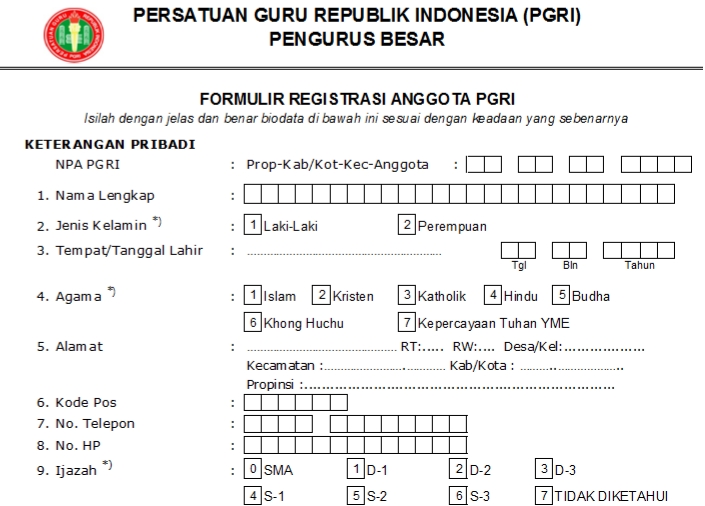 Pendaftaran PGRI Gadingcempaka - Persatuan Guru Republik Indonesia Cabang Gadingcempaka